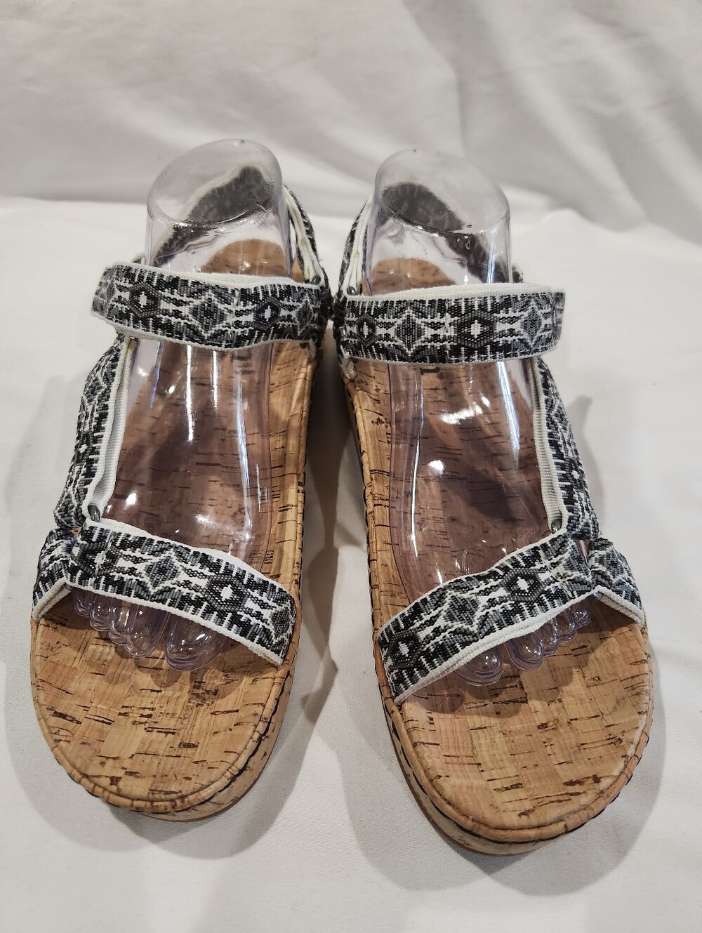 Born Sirena Sporty Black White & Cork Platform Sandals Size 10 - Picture 3 of 8